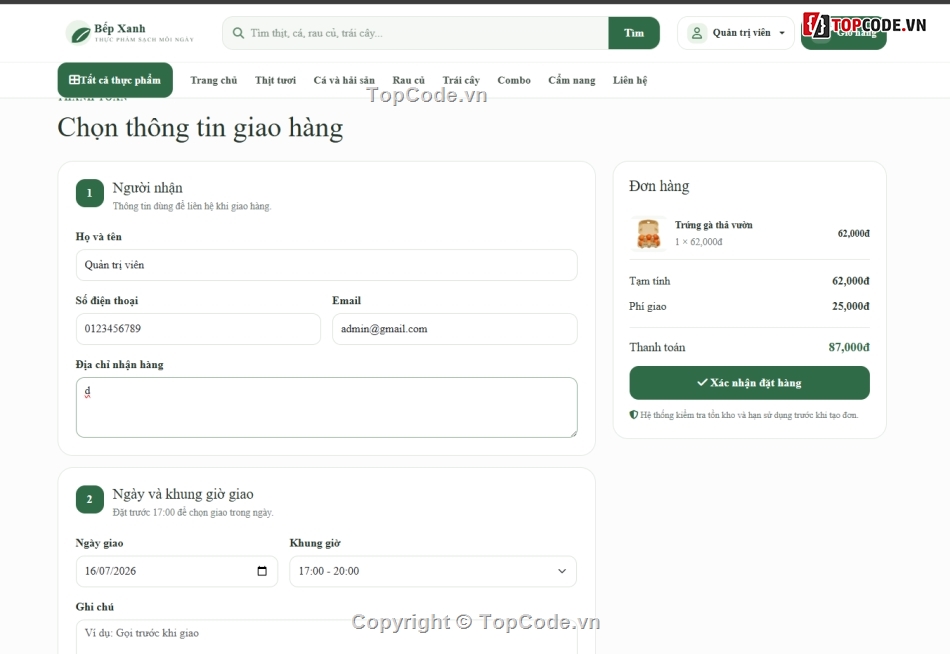 Web ẩm thực,bán thực phẩm,thực phẩm sạch